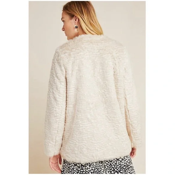 Anthropologie Noemie faux Fur Jacket Off White Color NWT SZ 1X - Picture 6 of 13